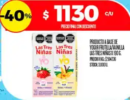 Supermercados DIA Las tres niñas producto a base de yogur frutillavainilla oferta