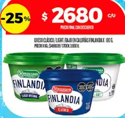 Supermercados DIA Finlandia queso clásico / light / bajo en calorías oferta