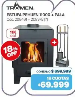 Naldo Lombardi Tromen estufa pehuen 11000 + pala oferta