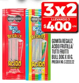 Supermercados DIA Bull dog gomita regaliz ácido frutilla/tutti frutti oferta