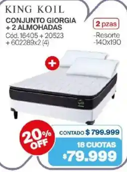 Naldo Lombardi King koil conjunto giorgia + 2 almohadas oferta