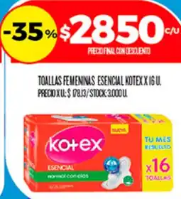 Supermercados DIA Kotex toallas femeninas esencial normal con alas oferta