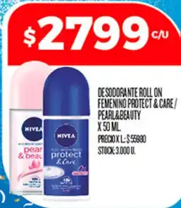 Supermercados DIA Nivea desodorante roll on femenino protect & care / pearl&beauty oferta