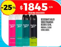 Supermercados DIA Reebok desodorante mujer varias fragancias oferta