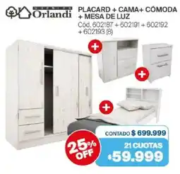 Naldo Lombardi Orlandi placard + cama cómoda + mesa de luz oferta