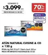 Disco X$ - atún natural cuisine & co oferta