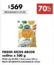 Disco Arcor - fideos secos coditos oferta