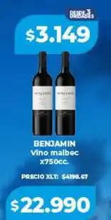 Supermayorista Vital Benjamin - benjamin vino malbec x750cc oferta