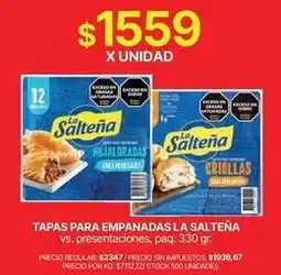Supermercados Vea La salteña - hojaldradas vs. criollas oferta