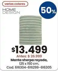 Coto X$ - manta sherpa rayada, 125 x 150 cm. cod. 616304-616299-616305 oferta