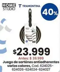 Coto Tramontina - juego de sartenes antiadherentes varios colores, cod. 624025-624026-624024-624027 oferta