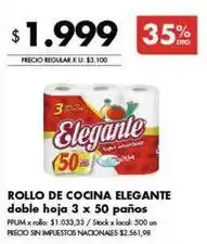 Disco Elegante - rollo de cocina doble hoja 3 x 50 paños oferta