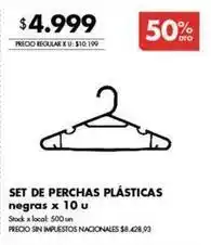 Disco X$ - set de perchas plásticas negras oferta