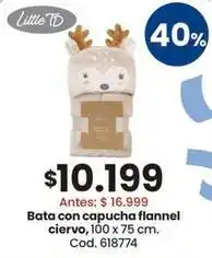 Coto X$ - bata con capucha flannel ciervo, 100 x 75 cm. cod. 618774 oferta