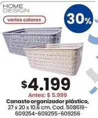 Coto X$ - canasto organizador plástico, 27 x 20 x 10.6 cm. cod. 508619-609254-609255-609256 oferta