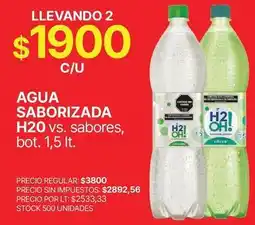 Supermercados Vea Agua saborizada h2o vs. sabores oferta