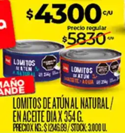 Supermercados DIA Dia lomitos de atúnal natural/ en aceite oferta