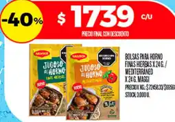 Supermercados DIA Maggi bolsas para horno finas hierbas oferta