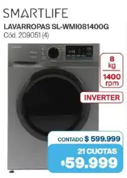 Naldo Lombardi Smartlife lavarropas SL-WMI081400G oferta