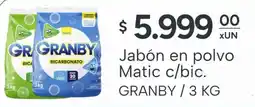 El Milagro Mayorista Granby jabón en polvo matic c/bic. oferta