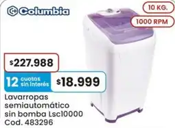 Coto Columbia lavarropas semiautomático sin bomba Lsc10000 oferta