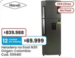 Coto Haceb heladera no frost N311 oferta