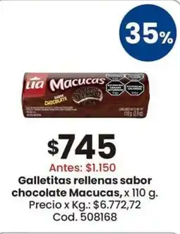 Coto Macucas galletitas rellenas sabor chocolate oferta