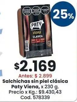 Coto Paty viena salchichas sin piel clásica oferta