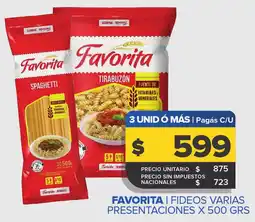 Carrefour Maxi Favorita fideos varias presentaciones oferta