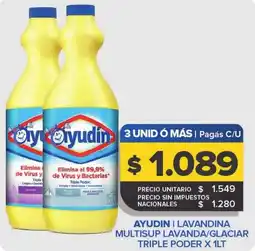 Carrefour Maxi Ayudín lavandina multisup lavanda/glaciar triple poder oferta