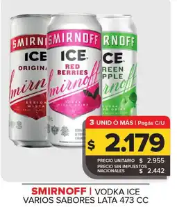 Carrefour Maxi Smirnoff vodka ice varios sabores lata oferta
