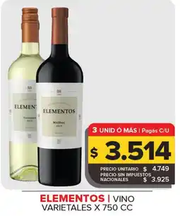 Carrefour Maxi Elementos vino varietales oferta
