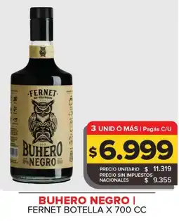 Carrefour Maxi Buhero negro fernet botella oferta