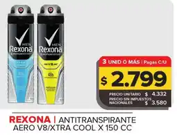 Carrefour Maxi Rexona antitranspirante aero v8/xtra cool oferta