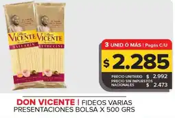 Carrefour Maxi Don vicente fideos varias presentaciones bolsa oferta