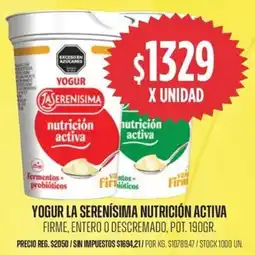 Supermercados Vea La serenísima yogur nutrición activa firme, entero o descremado, pot. oferta