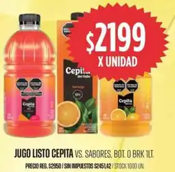 Supermercados Vea Cepita jugo listo vs. sabores, bot. o brk oferta