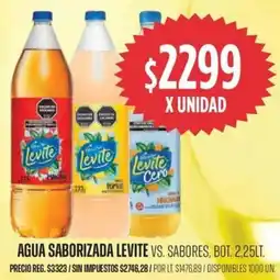 Supermercados Vea Levite agua saborizada vs. sabores, bot. oferta