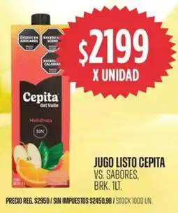 Supermercados Vea Cepita jugo listo cepita vs. sabores, brk oferta