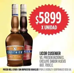 Supermercados Vea Cusenier licor vs. presentaciones, excluye sabor huevo bot. oferta