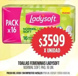 Supermercados Vea Ladysoft toallas femeninas normal soft, paq. oferta
