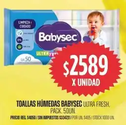 Supermercados Vea Babysec toallas húmedas ultra fresh, pack. oferta
