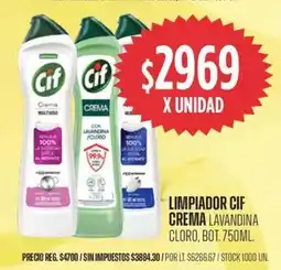 Supermercados Vea Cif limpiador crema lavandina cloro, bot. oferta