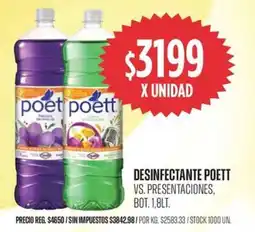 Supermercados Vea Poett desinfectante vs. presentaciones, bot oferta
