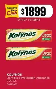 Diarco Kolynos - dentifrico proteccion anticaries x 70 gr. cod:25420 oferta