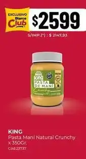 Diarco King - pasta maní natural crunchy x 350gr. cód:23737 oferta