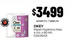 Diarco Okey - papel higi3enico max 4 un. x 80 mt. c3od:26421 oferta