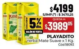 Diarco Playadito - yerba mate suave x 1 kg. cód:18093 oferta
