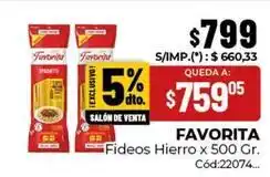 Diarco Favorita fideos hierro oferta