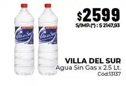 Diarco Villa del sur - agua sin gas x 2.5 lt. c uevo:13137 oferta